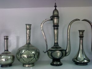 Traditional Bronze Ware : Bidriware vases and decanter