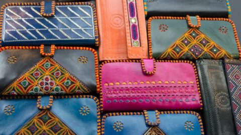 Leather purses with Kutch Embroidery