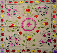 A Chamba Rumal with colorful flower designs