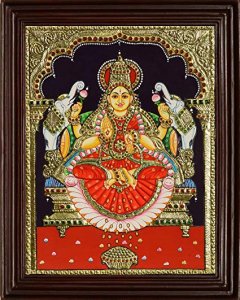 Tanjore Painting: Gajalakshmi painting