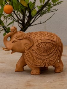 Rajasthani Wood and Metal Craft: A wood carved elephant